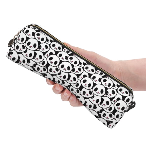 Ratiio Cute Panda Pattern Leather Pencil Case, Pencil Pouch with Durable Zipper, Compact and Stylish Organizer for Stationery, Art Supplies, Travel Essentials