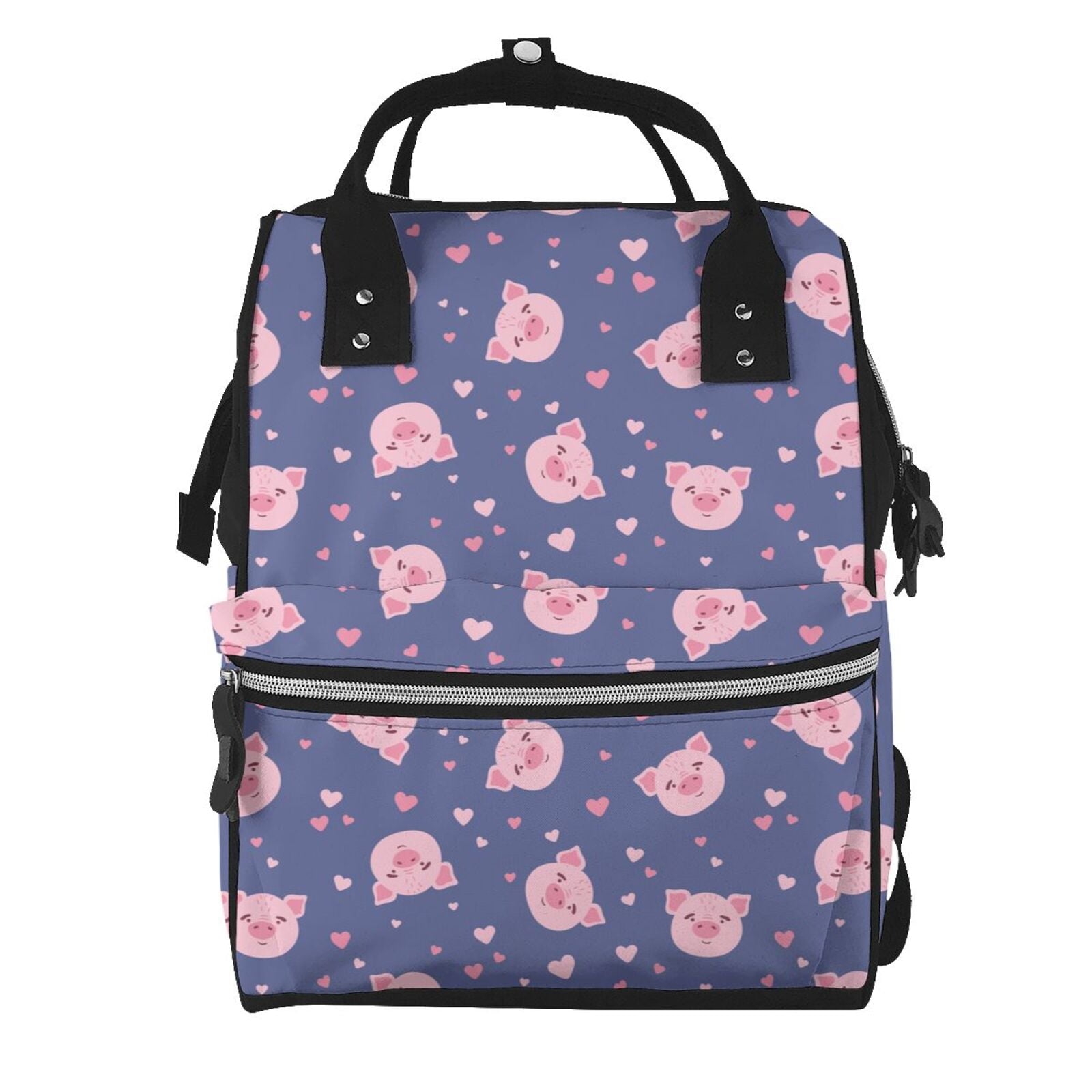 Ratiio Cute Pig Mummy Backpack - Waterproof Twill Canvas, Large Capacity Diaper Bag with Multiple Pockets and Adjustable Straps