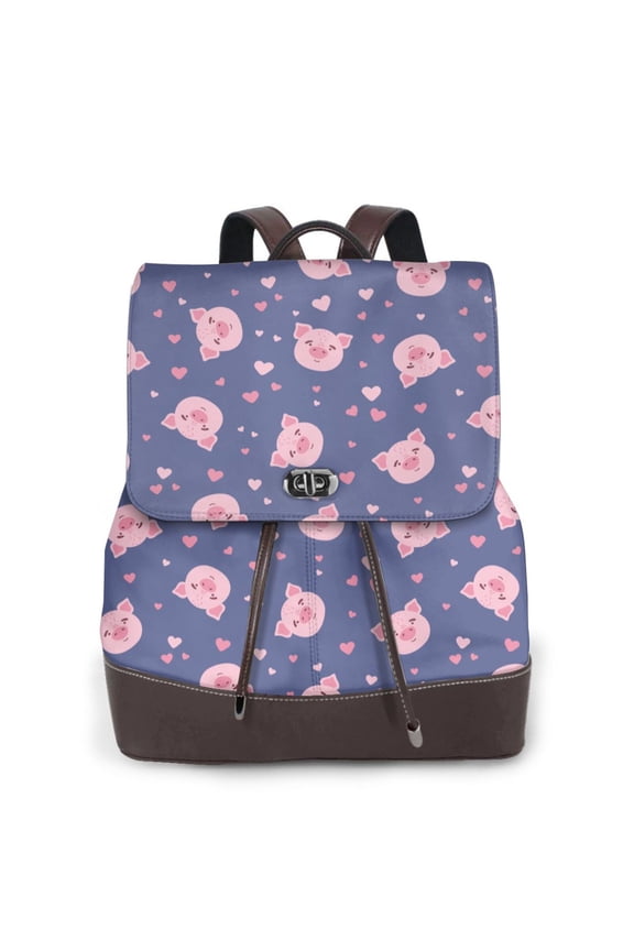 Cute Pig Pattern Womens Backpack Purse Leather Backpack Purse for Women Travel Fashion Backpack Designer Ladies Shoulder Bags