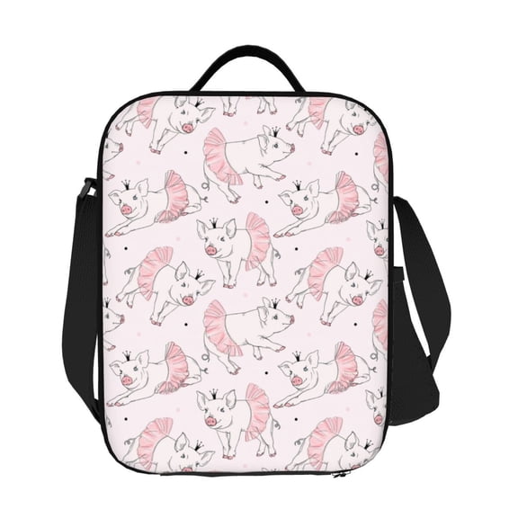 Ratiio Cute Piggy Ballerina Print Lunch Box - Reusable Lunch Bag Men Adult Women- Insulated LunchBox