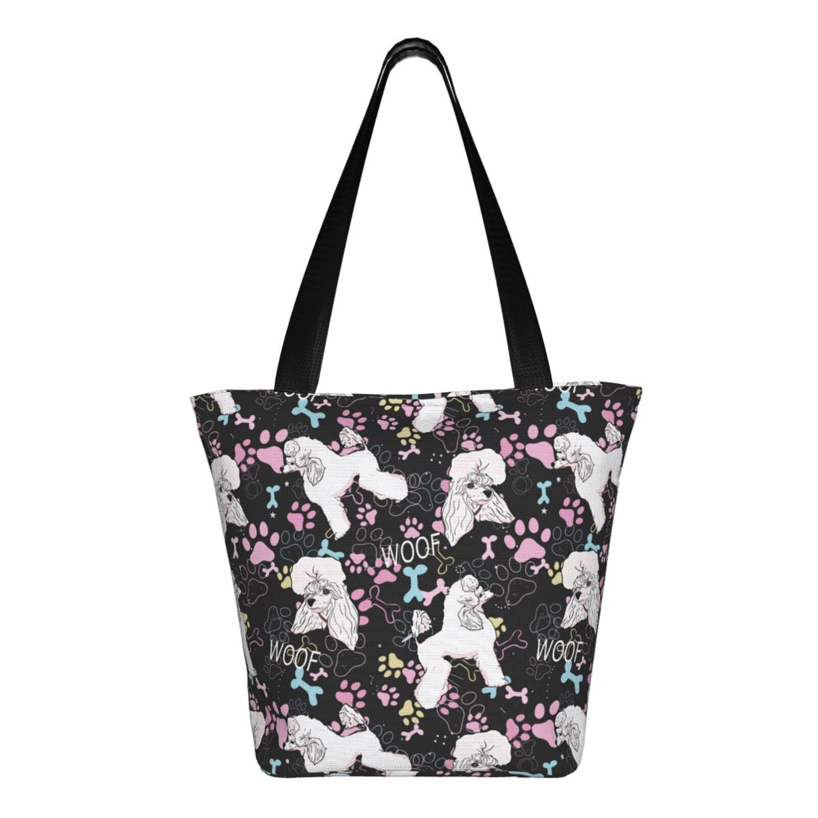 Ratiio Cute Poodle Dog Print Shoulder Bag for Women, Polyester Crossbody Purse Lightweight Handbag for Daily Travel and Casual Use