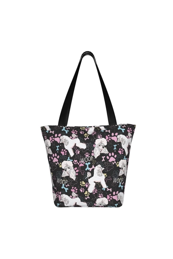 Cute Poodle Dog Print Shoulder Bag for Women, Polyester Crossbody Purse Lightweight Handbag for Daily Travel and Casual Use