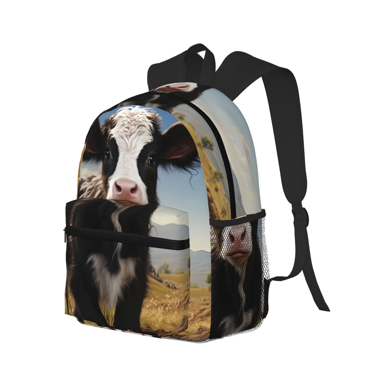 Ratiio Cute Prairie Cow Print Casual Backpack for Men and Women, Water Resistant Oxford Fabric School Bag Lightweight Travel Daypack