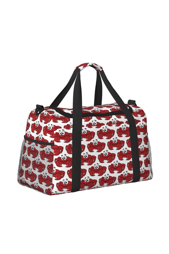 Cute Red Crab Pattern Hand Travel Bag, Weekender Carry On for Women Men, Sports Gym Bag, Workout Duffel Bag, Overnight Shoulder Bag fit 15.6 Inch Laptop