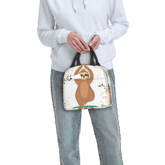 Ratiio Cute Sloth In Yoga Pose Tree Print Lunch Bag Lunch Box Insulated Lunch Bag Adult Lunch Box for Men and Women