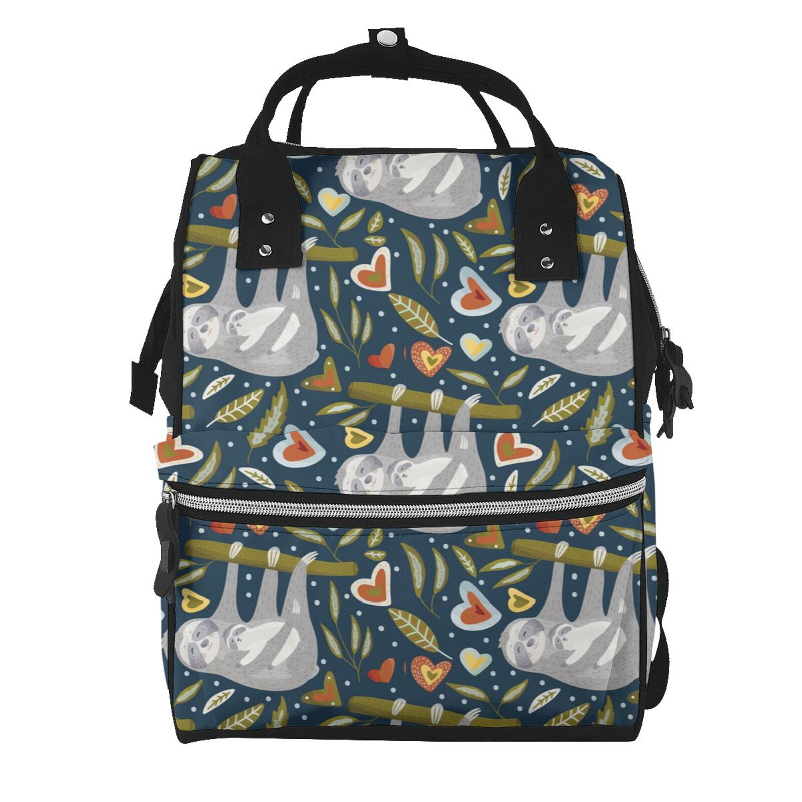 Ratiio Cute Sloth Mummy Backpack - Waterproof Twill Canvas, Large Capacity Diaper Bag with Multiple Pockets and Adjustable Straps