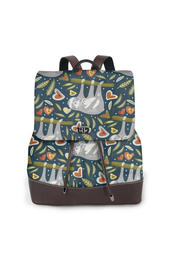 Cute Sloth Pattern Womens Backpack Purse Leather Backpack Purse for Women Travel Fashion Backpack Designer Ladies Shoulder Bags