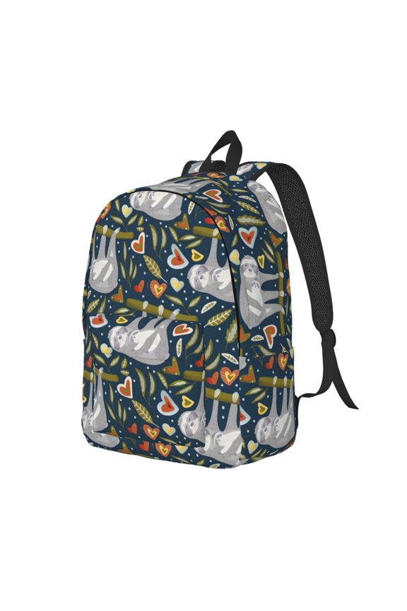 Cute Sloth Print Canvas Backpack for Women & Men Retro Aesthetic Rucksack Basic Backpack for High School/College Students Travel Laptop Bag