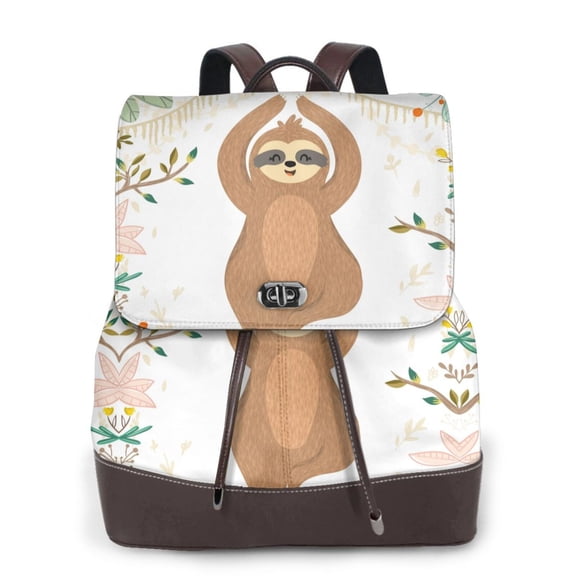 Ratiio Cute Sloth In Yoga Pose Tree Pattern Womens Backpack Purse Leather Backpack Purse for Women Travel Fashion Backpack Designer Ladies Shoulder Bags