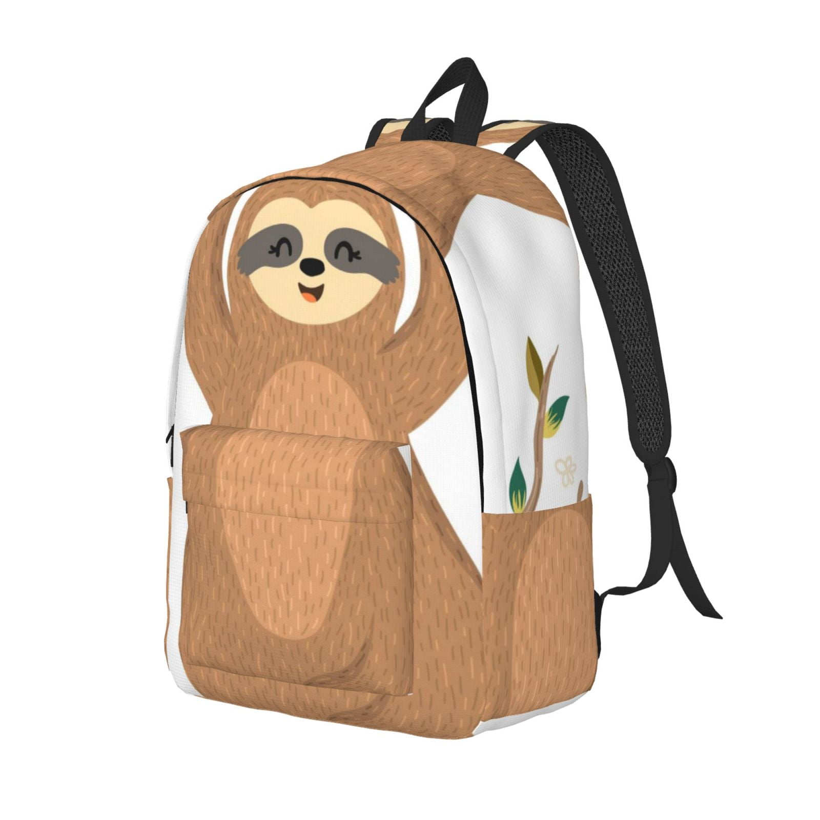 Ratiio Cute Sloth In Yoga Pose Tree Print Canvas Backpack for Women & Men Retro Aesthetic Rucksack Basic Backpack for High School/College Students Travel Laptop Bag