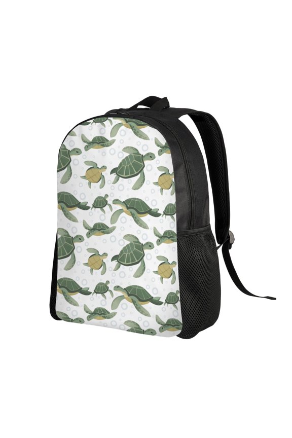 Cute Turtle Print Backpack with Padded 15-inch Laptop Sleeve- Spacious and Durable Daypack for Work and Travel