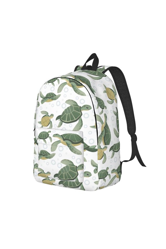 Cute Turtle Print Canvas Backpack for Women & Men Retro Aesthetic Rucksack Basic Backpack for High School/College Students Travel Laptop Bag