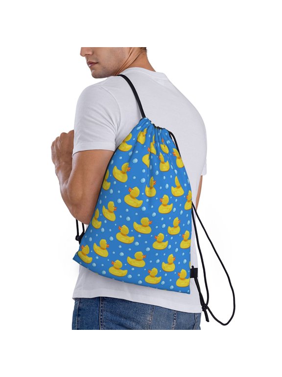 Cute Yellow Rubber Ducks Print Drawstring Backpack Bag Sport Gym Sackpack Heavy Duty String Backpack for Men Women