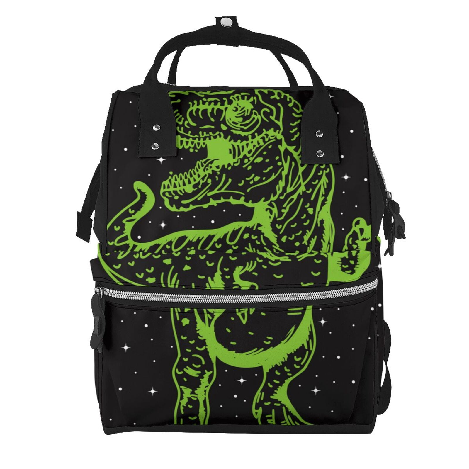 Ratiio DINOSAUR IN SPACE Mummy Backpack - Waterproof Twill Canvas, Large Capacity Diaper Bag with Multiple Pockets and Adjustable Straps