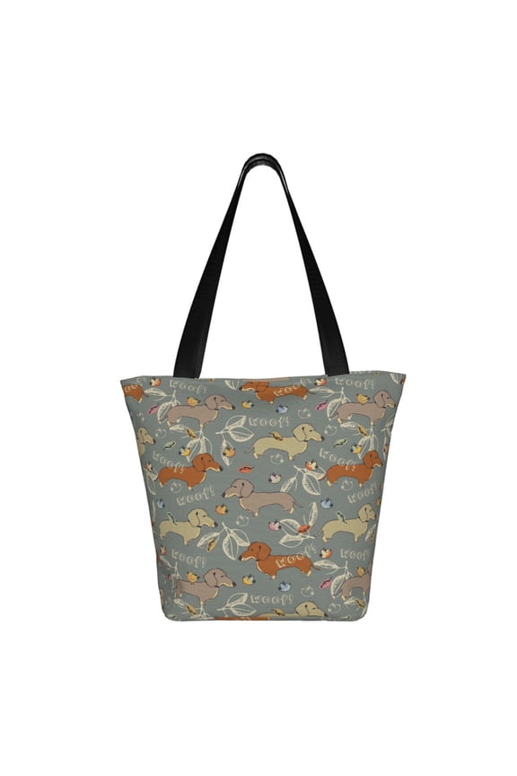 Dachshund Dog Bird Print Shoulder Bag for Women, Polyester Crossbody Purse Lightweight Handbag for Daily Travel and Casual Use