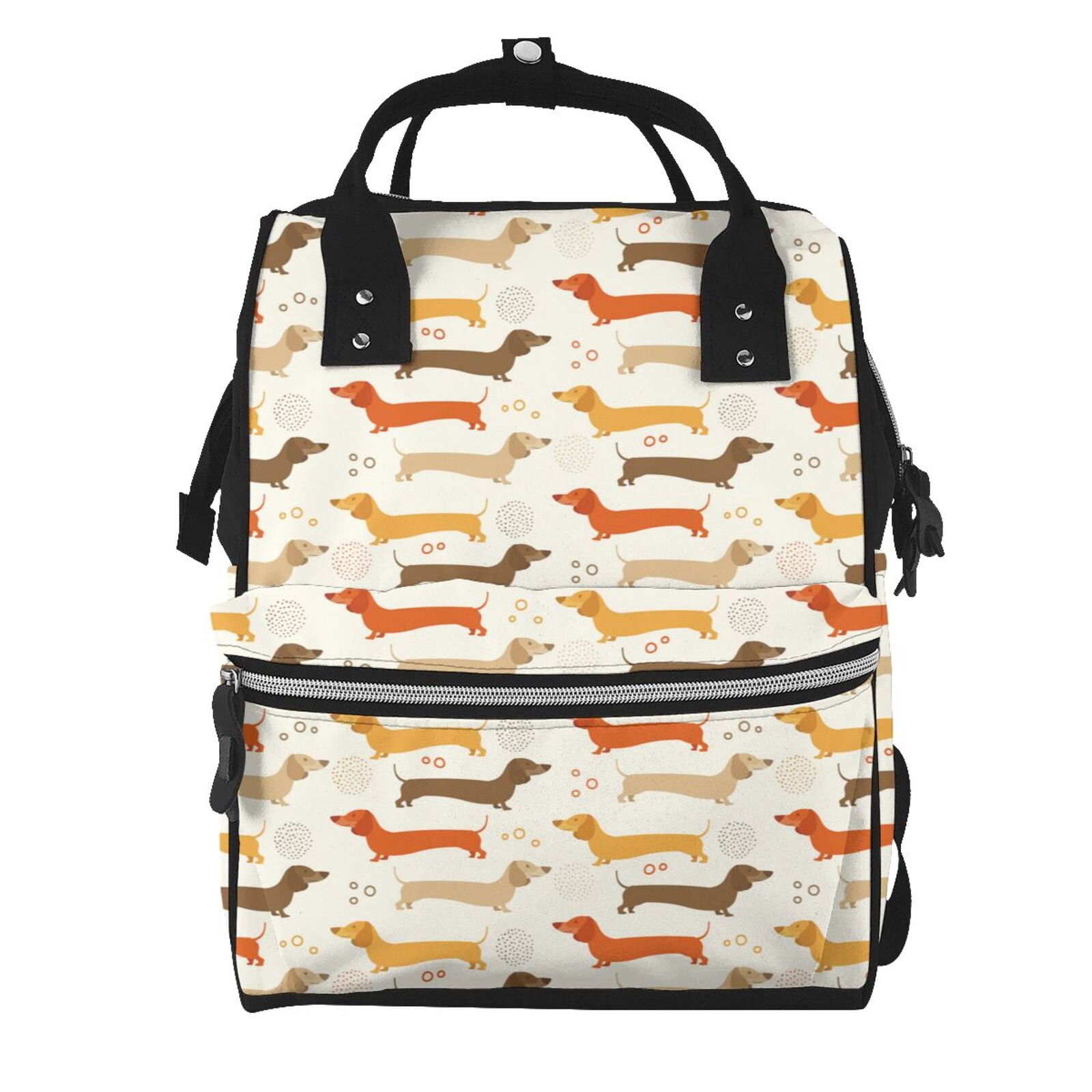 Ratiio Dachshund Mummy Backpack - Waterproof Twill Canvas, Large Capacity Diaper Bag with Multiple Pockets and Adjustable Straps
