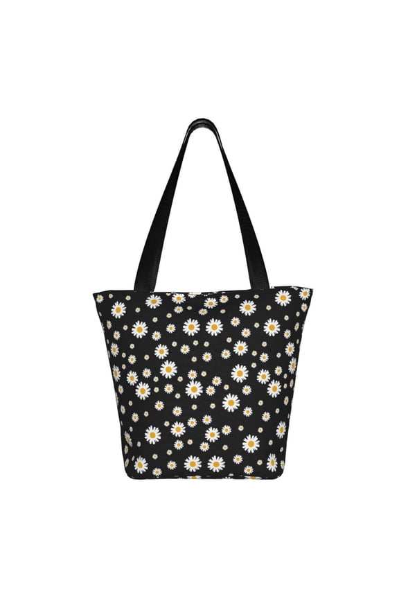 Daisy Print Shoulder Bag for Women, Polyester Crossbody Purse Lightweight Handbag for Daily Travel and Casual Use
