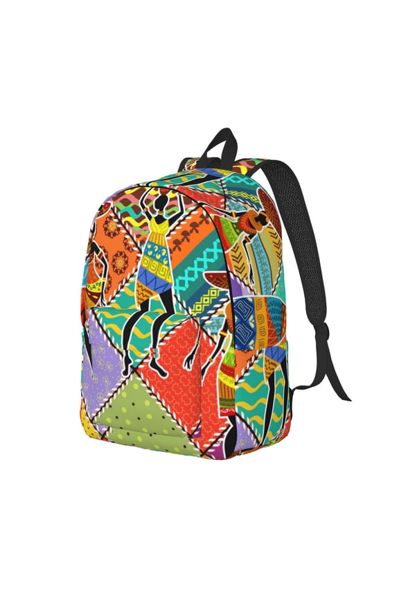 Dancing African Womans Print Canvas Backpack for Women & Men Retro Aesthetic Rucksack Basic Backpack for High School/College Students Travel Laptop Bag