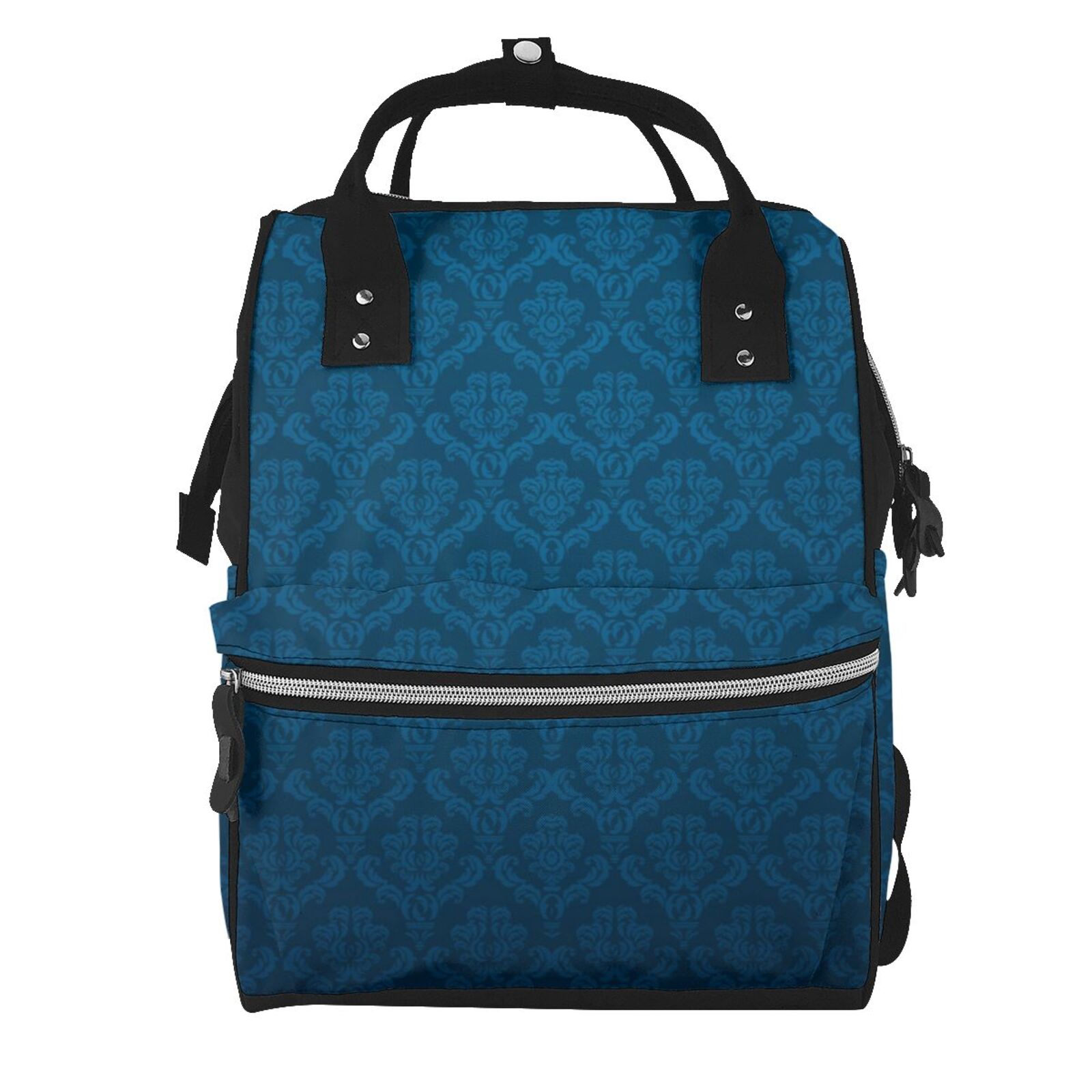 Ratiio Dark Blue Mummy Backpack - Waterproof Twill Canvas, Large Capacity Diaper Bag with Multiple Pockets and Adjustable Straps