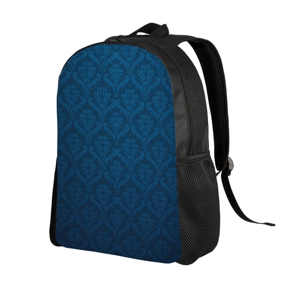 Ratiio Dark Blue Print Backpack with Padded 15-inch Laptop Sleeve- Spacious and Durable Daypack for Work and Travel