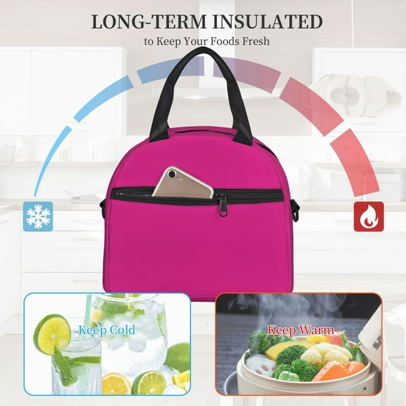 Ratiio Darkmagenta Pattern Lunch Bag ,Insulated Lunch Box, Small Leakproof Cooler Food Lunch Containers Reusable High Capacity Lunch Tote Bags