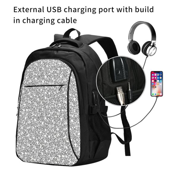 Ratiio Dice Cubes Print Travel Laptop Backpack,Slim Sturdy Laptops Backpack with USB Charging Port, Water Resistant College School Computer Bag