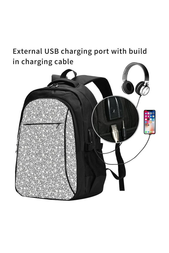 Dice Cubes Print Travel Laptop Backpack,Slim Sturdy Laptops Backpack with USB Charging Port, Water Resistant College School Computer Bag