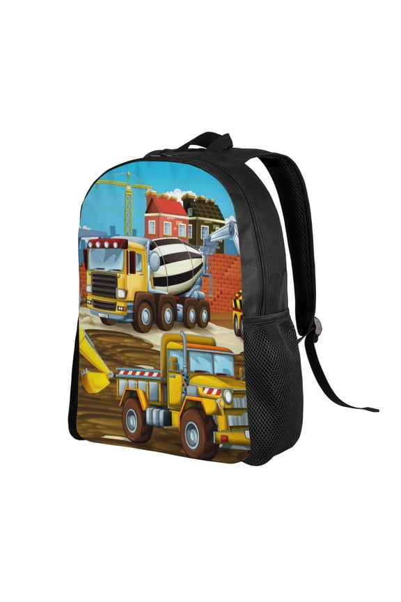 Different Construction Site Vehicles Print Backpack with Padded 15-inch Laptop Sleeve- Spacious and Durable Daypack for Work and Travel