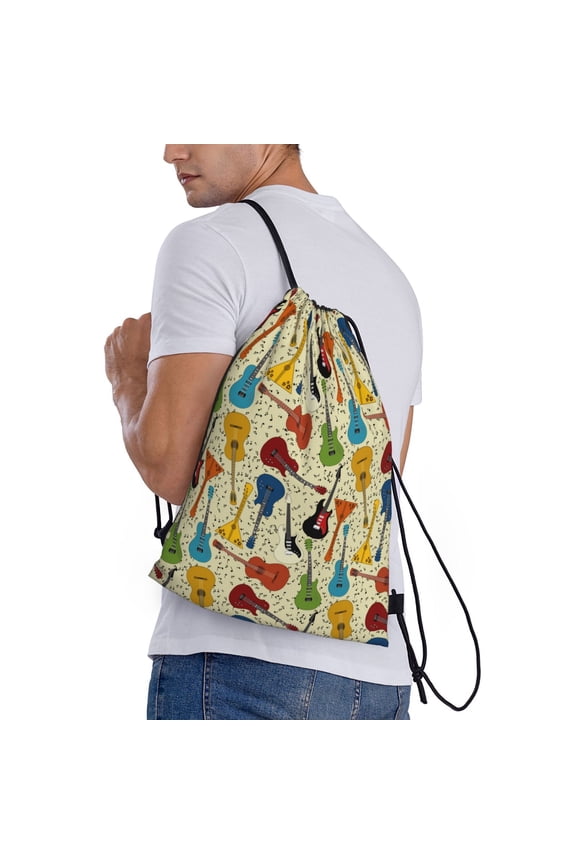 Different Kind Of Guitars Print Drawstring Backpack Bag Sport Gym Sackpack Heavy Duty String Backpack for Men Women