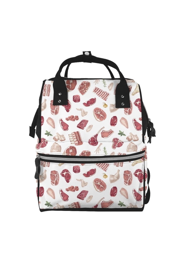 Different Meat Mummy Backpack - Waterproof Twill Canvas, Large Capacity Diaper Bag with Multiple Pockets and Adjustable Straps