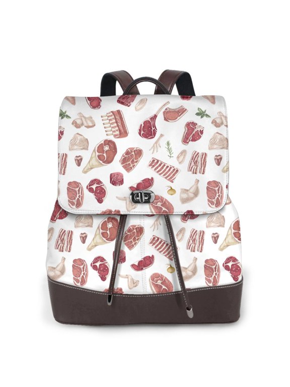 Different Meat Pattern Womens Backpack Purse Leather Backpack Purse for Women Travel Fashion Backpack Designer Ladies Shoulder Bags