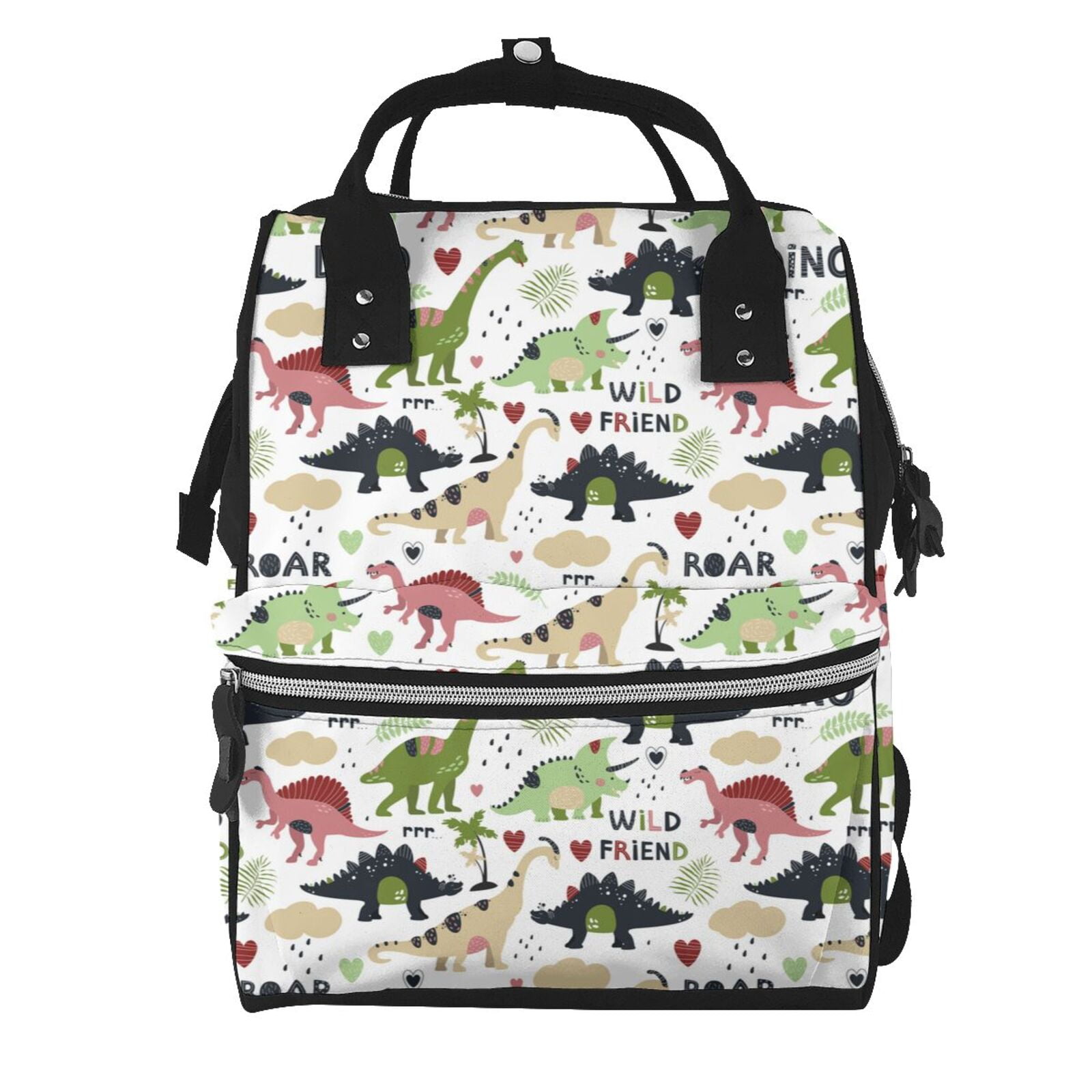 Ratiio Dinosaur Mummy Backpack - Waterproof Twill Canvas, Large Capacity Diaper Bag with Multiple Pockets and Adjustable Straps