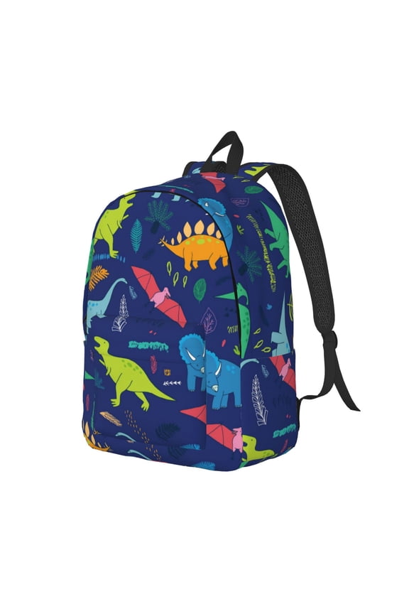 Dinosaurs Print Canvas Backpack for Women & Men Retro Aesthetic Rucksack Basic Backpack for High School/College Students Travel Laptop Bag