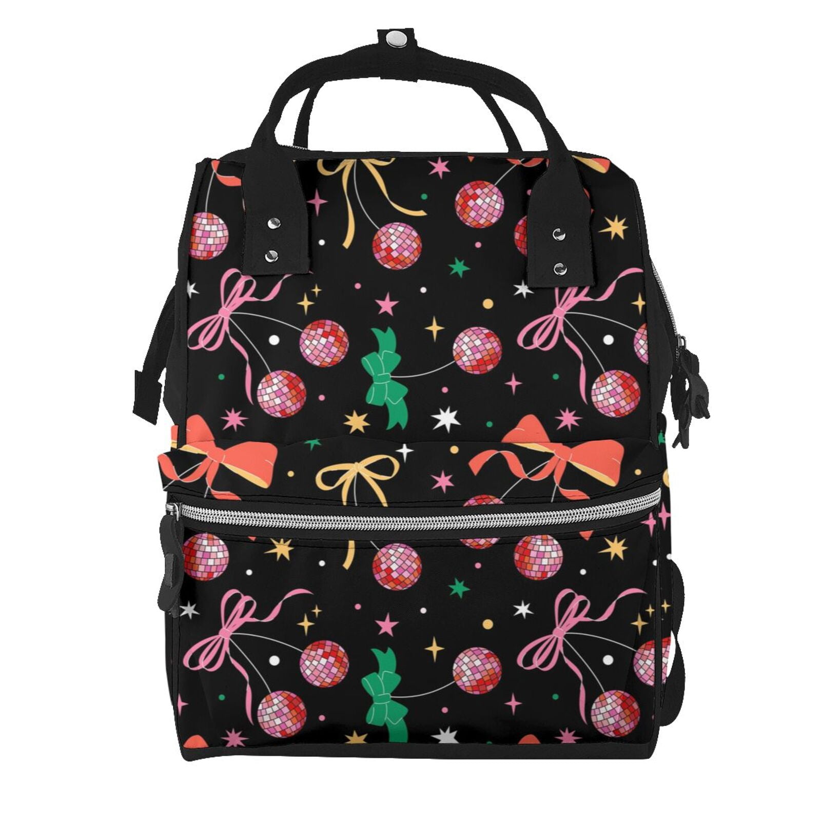 Ratiio Disco Mirror Ball Mummy Backpack - Waterproof Twill Canvas, Large Capacity Diaper Bag with Multiple Pockets and Adjustable Straps