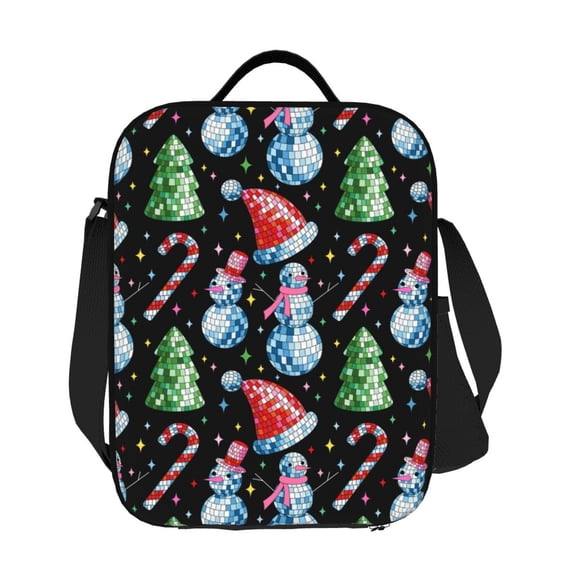 Ratiio Disco Mirror Ball Snowman Print Lunch Box - Reusable Lunch Bag Men Adult Women- Insulated LunchBox