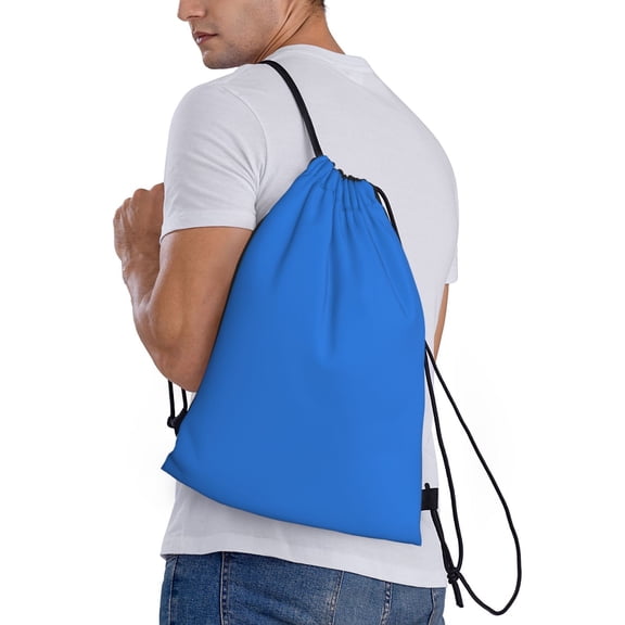 Ratiio Dodgerblue Print Drawstring Backpack Bag Sport Gym Sackpack Heavy Duty String Backpack for Men Women