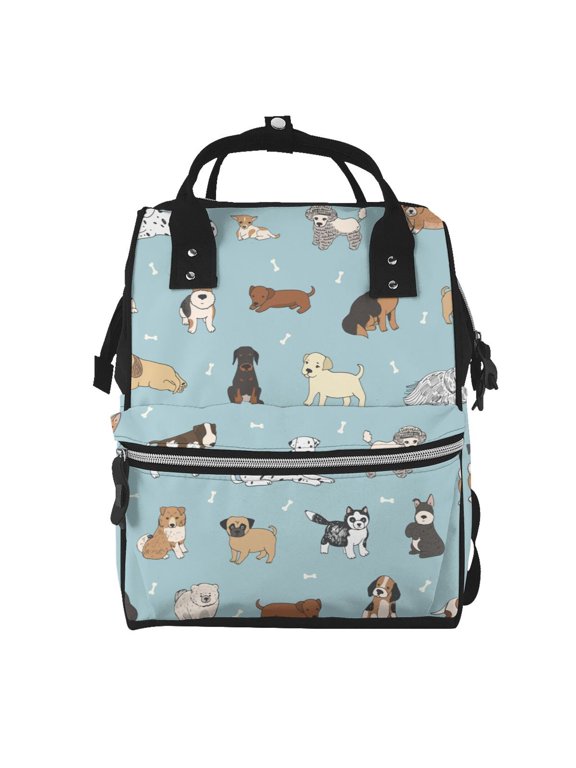 Dog Pets Mummy Backpack - Waterproof Twill Canvas, Large Capacity Diaper Bag with Multiple Pockets and Adjustable Straps
