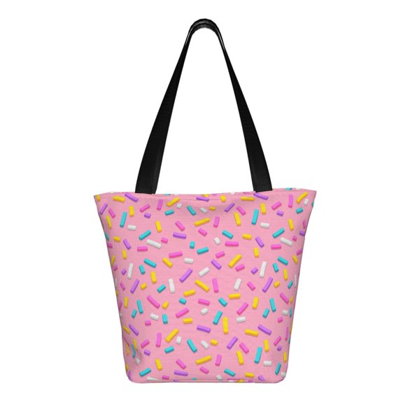 Ratiio Donut Print Shoulder Bag for Women, Polyester Crossbody Purse Lightweight Handbag for Daily Travel and Casual Use