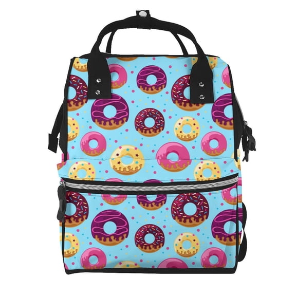 Ratiio Donuts Mummy Backpack - Waterproof Twill Canvas, Large Capacity Diaper Bag with Multiple Pockets and Adjustable Straps