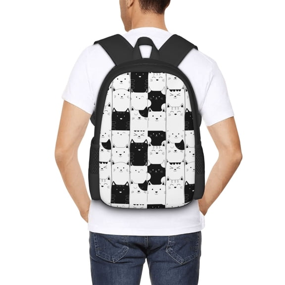 Ratiio Doodle Cute Cat Backpack for Men and Women - Durable 600D Oxford Cloth -Large Capacity, Water-Resistant School, Travel, and Hiking Bag