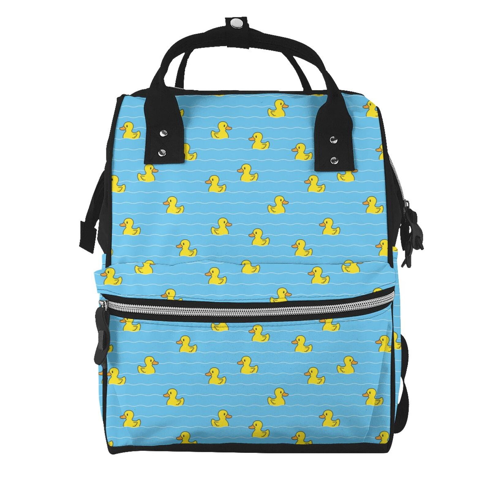 Ratiio Duck Swimming Mummy Backpack - Waterproof Twill Canvas, Large Capacity Diaper Bag with Multiple Pockets and Adjustable Straps