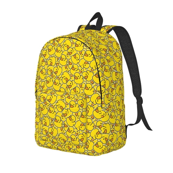 Ratiio Ducky Cartoon Animal Yellow Print Canvas Backpack for Women & Men Retro Aesthetic Rucksack Basic Backpack for High School/College Students Travel Laptop Bag