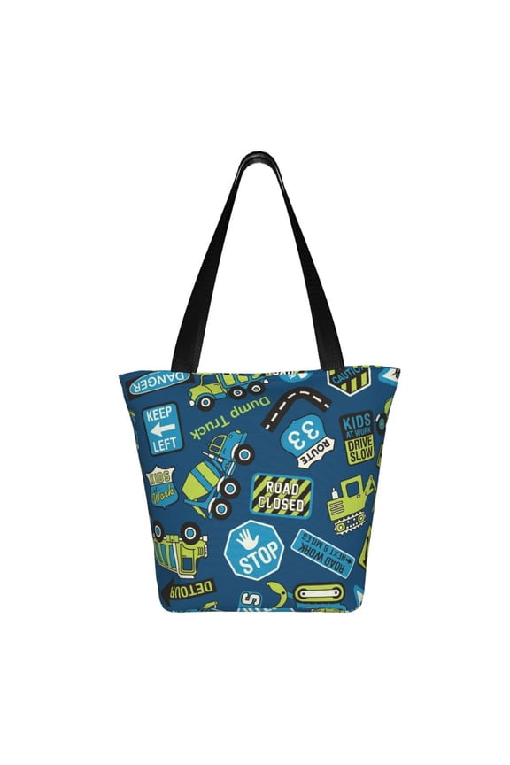 Dump Truck Print Shoulder Bag for Women, Polyester Crossbody Purse Lightweight Handbag for Daily Travel and Casual Use