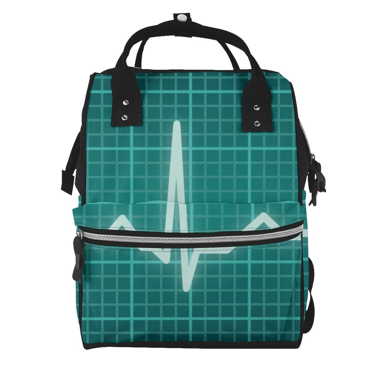 Ratiio ECG Wave Mummy Backpack - Waterproof Twill Canvas, Large Capacity Diaper Bag with Multiple Pockets and Adjustable Straps