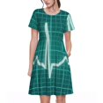 thumbnail image 1 of Ratiio ECG Wave Print Women's Short Sleeve Dress - Casual A-Line Dress with Side Pockets, Elastic Waist, Comfortable and Breathable Summer Dress, 1 of 8