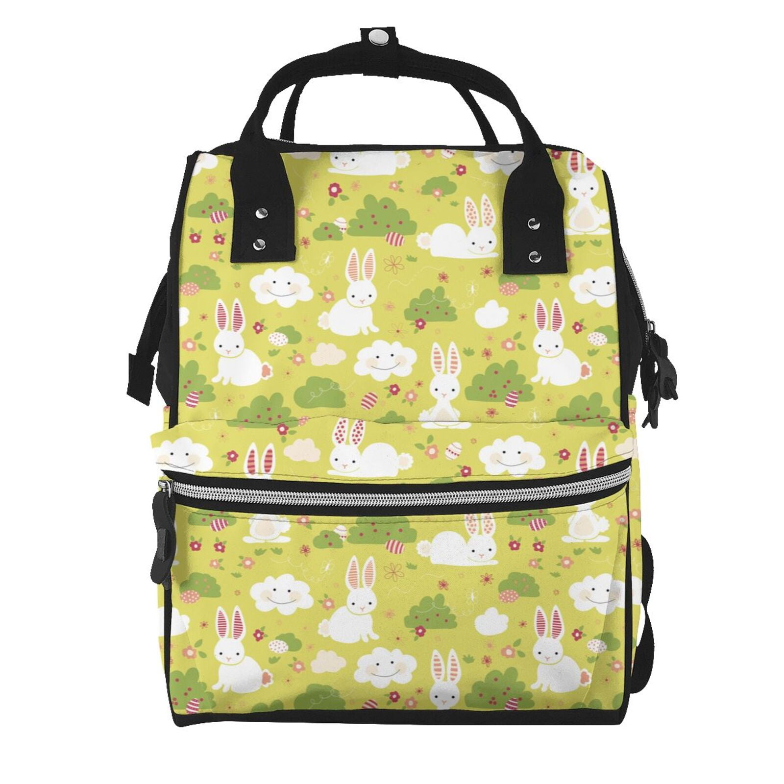 Ratiio Easter Bunny Mummy Backpack - Waterproof Twill Canvas, Large Capacity Diaper Bag with Multiple Pockets and Adjustable Straps