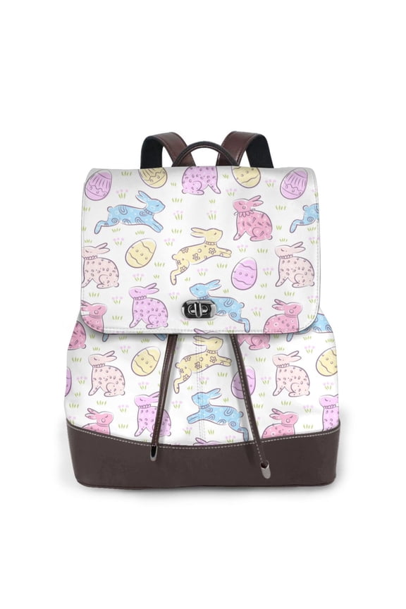 Easter Colorful Rabbit Pattern Womens Backpack Purse Leather Backpack Purse for Women Travel Fashion Backpack Designer Ladies Shoulder Bags