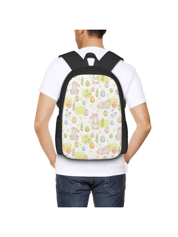 Easter Rabbit Backpack for Men and Women - Durable 600D Oxford Cloth -Large Capacity, Water-Resistant School, Travel, and Hiking Bag
