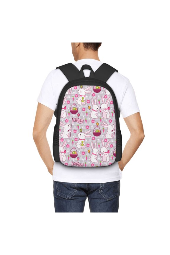 Easter Rabbit Backpack for Men and Women - Durable 600D Oxford Cloth -Large Capacity, Water-Resistant School, Travel, and Hiking Bag