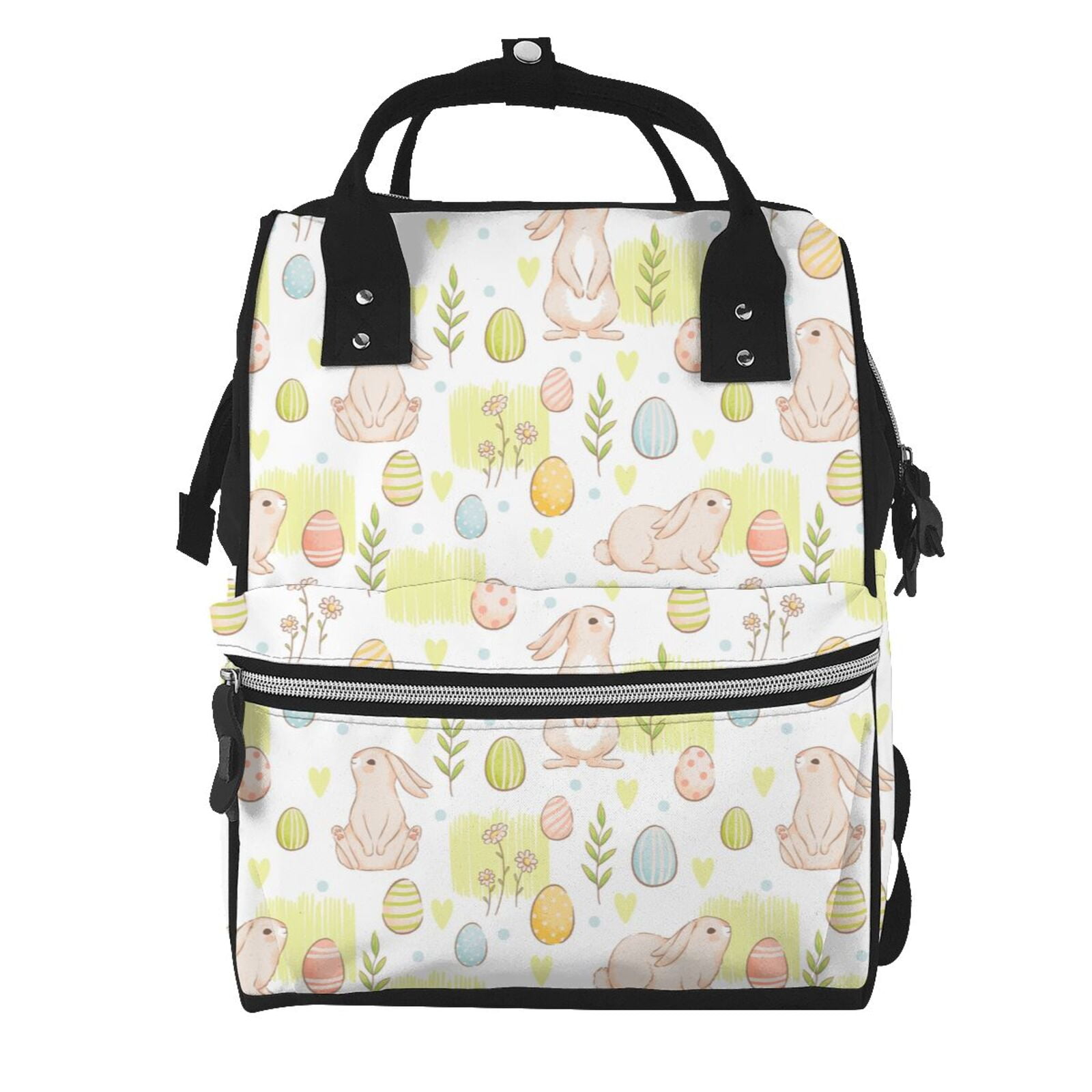 Ratiio Easter Rabbit Mummy Backpack - Waterproof Twill Canvas, Large Capacity Diaper Bag with Multiple Pockets and Adjustable Straps